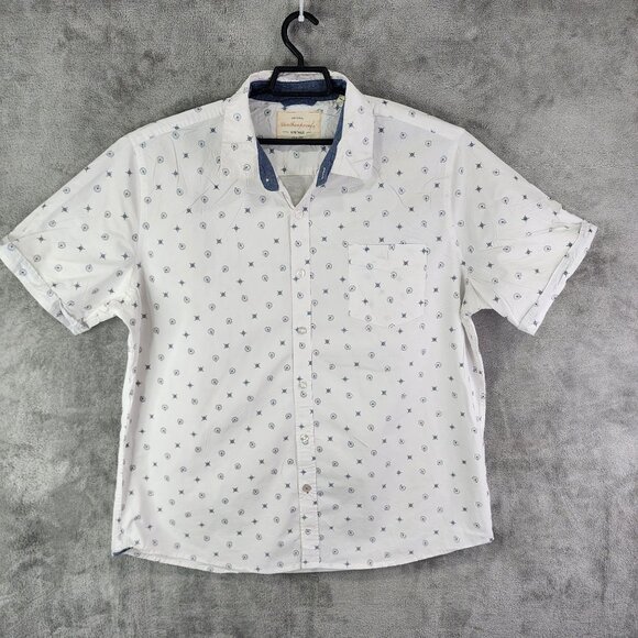 Mens Weatherproof Vintage Shirt White & Navy Short Sleeve Button Up Size XXL - Picture 2 of 12